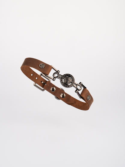 QIYE[Knight]Vintage Leather Metal Choker