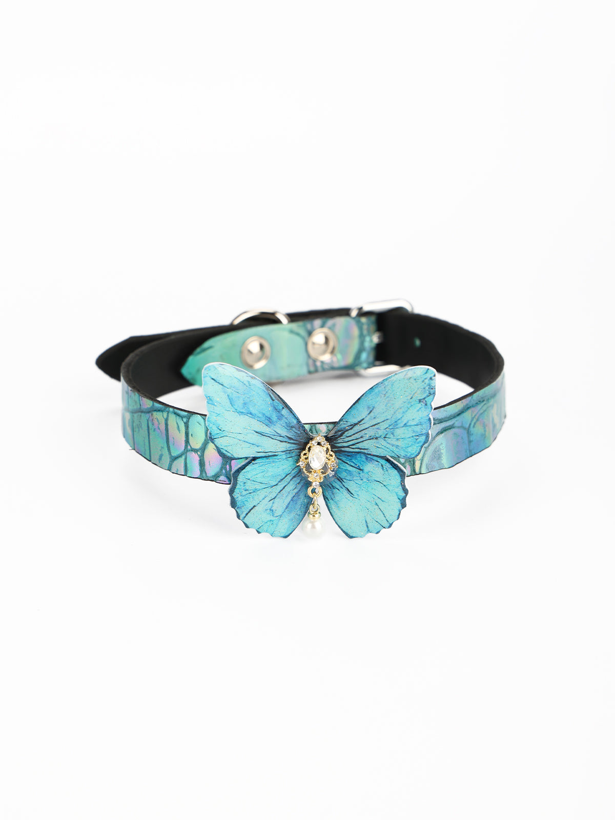 QIYE[Alice]Blue-ish Gorgeous Adjustable Butterfly Choker