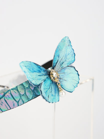 QIYE[Alice]Blue-ish Gorgeous Adjustable Butterfly Choker