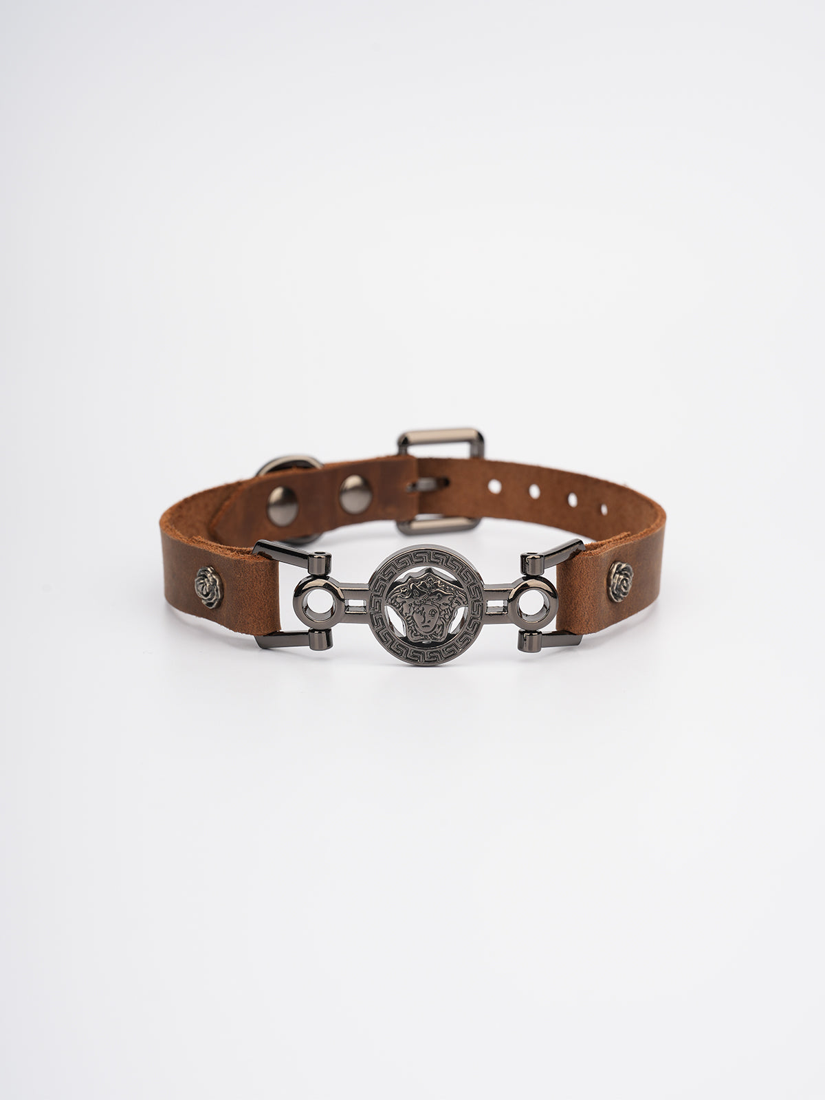 QIYE[Knight]Vintage Leather Metal Choker