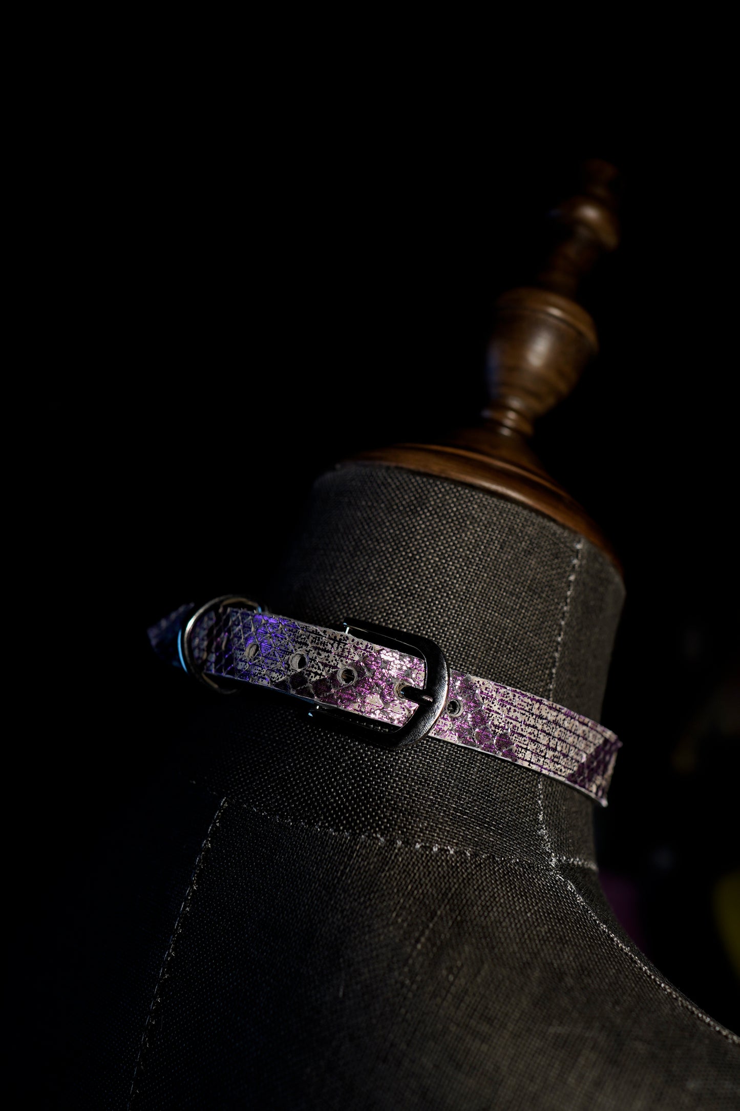 QIYE-Simple purple design snakeskin gem fashion collar